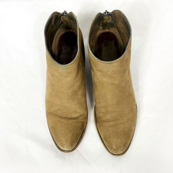 CASLON Suede Taupe Tan ‘Mayne’ Midi Zip Heeled Ankle Bootie - Picture 6 of 7